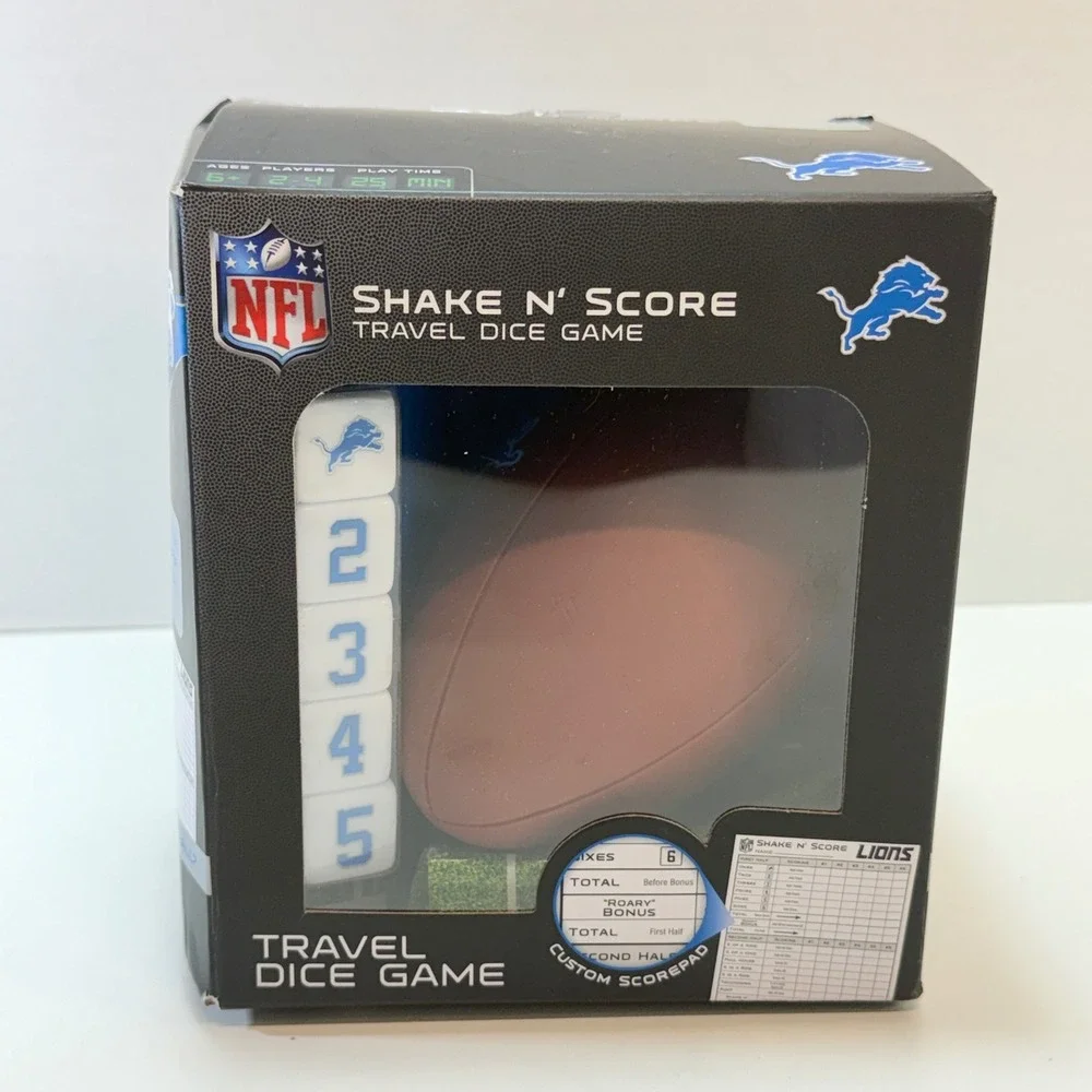 Detroit Lions Travel Dice Game MasterPieces Shake N' Score NFL Blue White